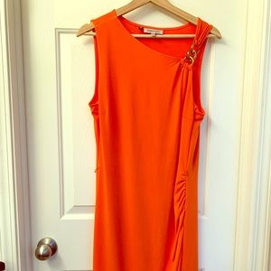 Orange midi dress